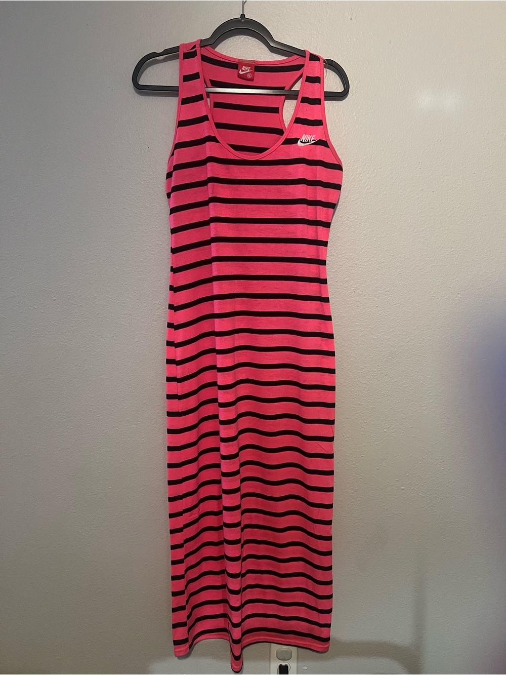 Nike Pink and Black Striped Tank Dress